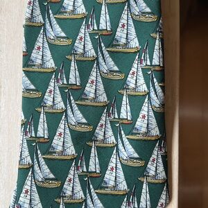 Rum Island ~ British West Indies Handmade Green Sailing Sailboat Silk Tie